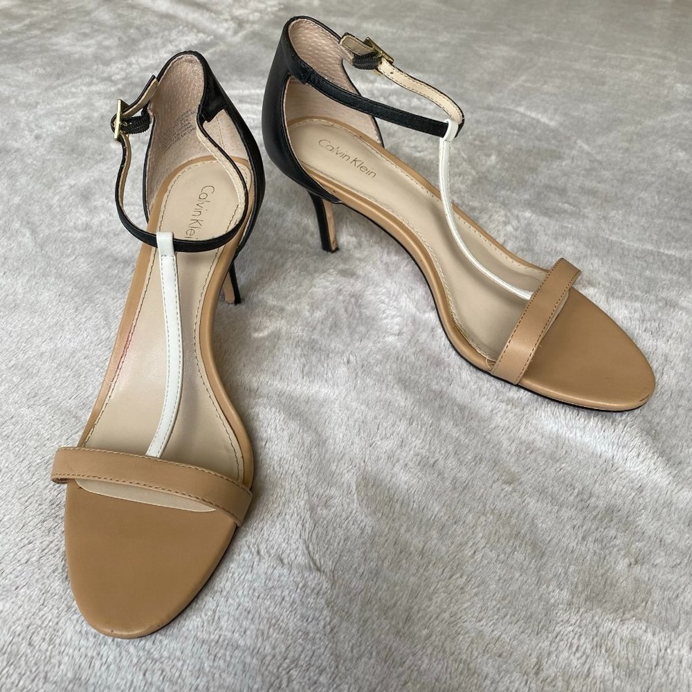 Calvin Klein Ankle T-Strap Kitten Heels